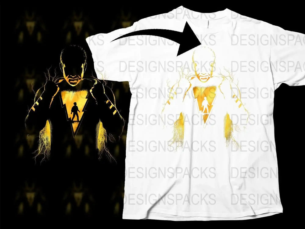 Black Adam Thunderbolt Graphic Design Png Digital Download