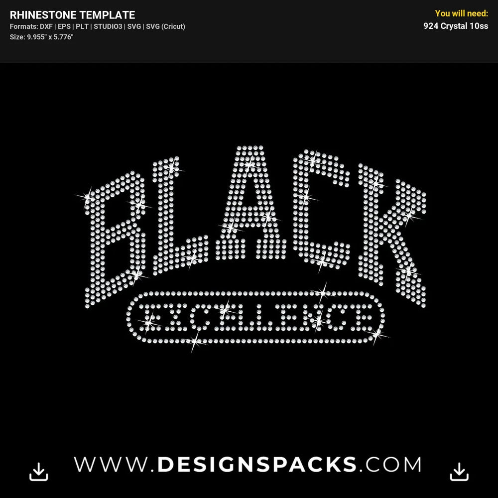 Black Excellence Pride Melanin Magic Rhinestone Digital Template