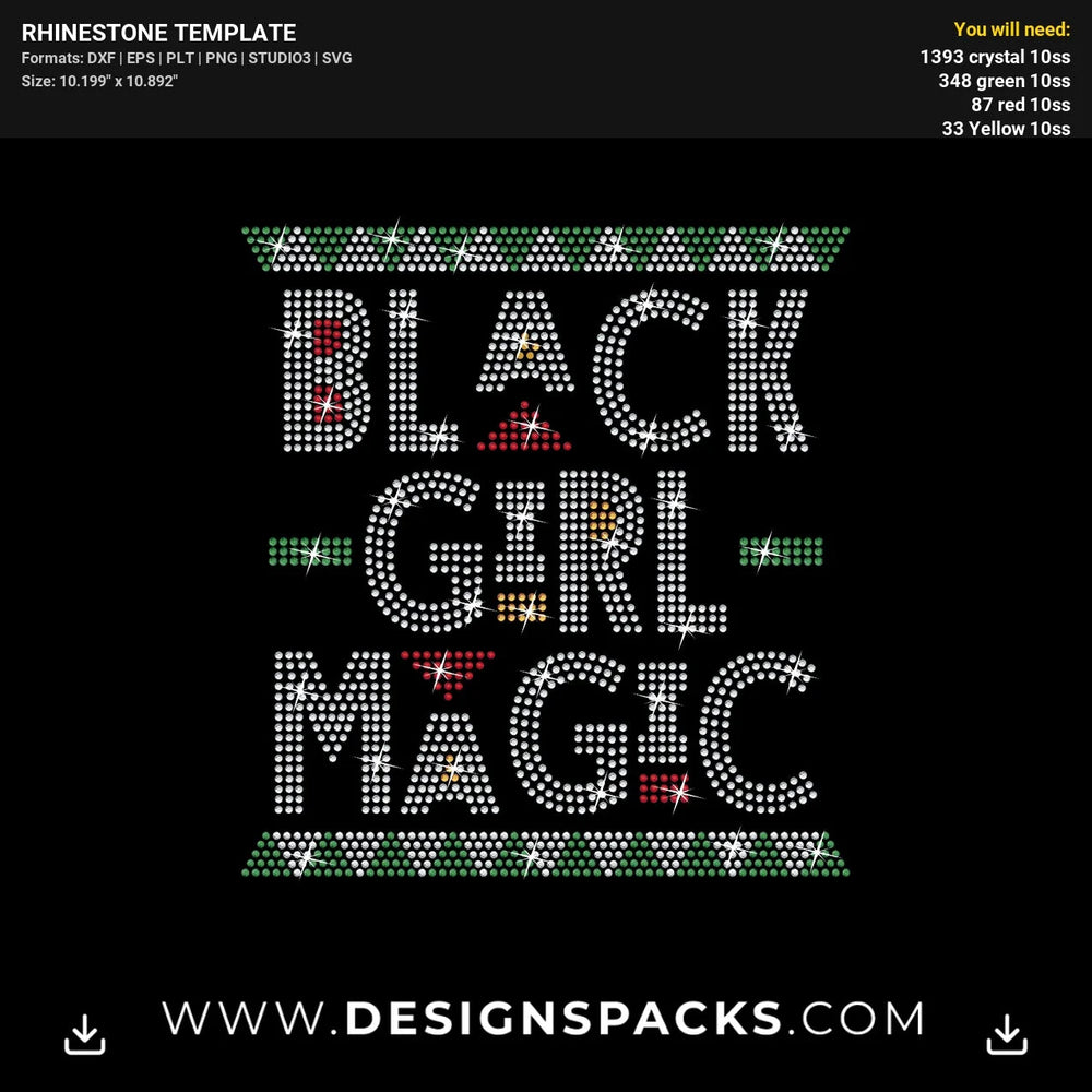 Black Girl Magic Rhinestone Digital Template