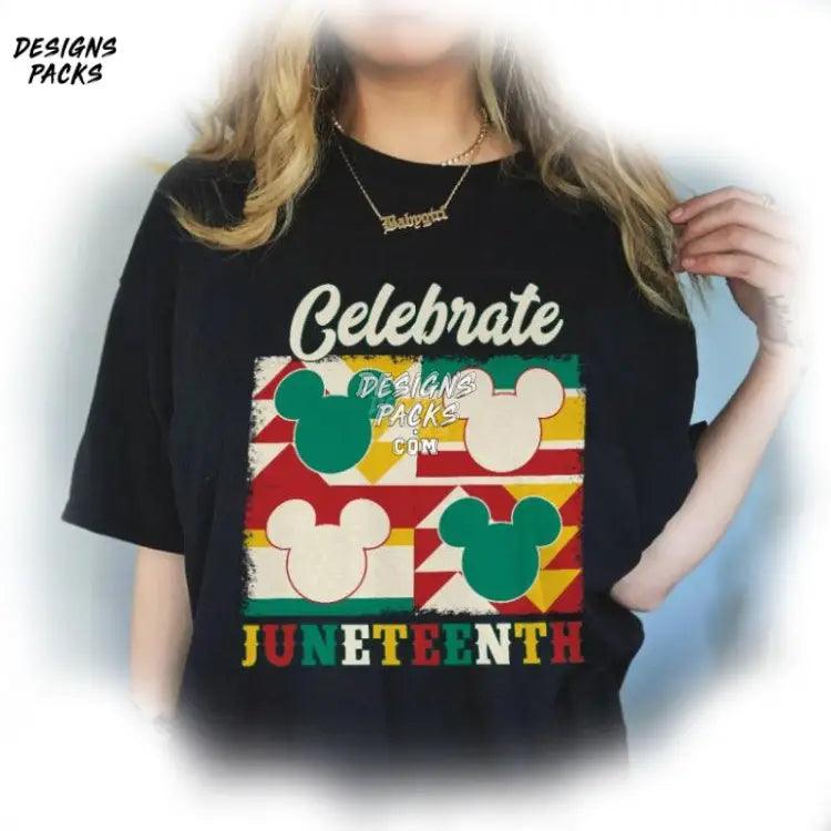 Black History Juneteenth Cartoon Mickey Mouse Celebrate Png Design