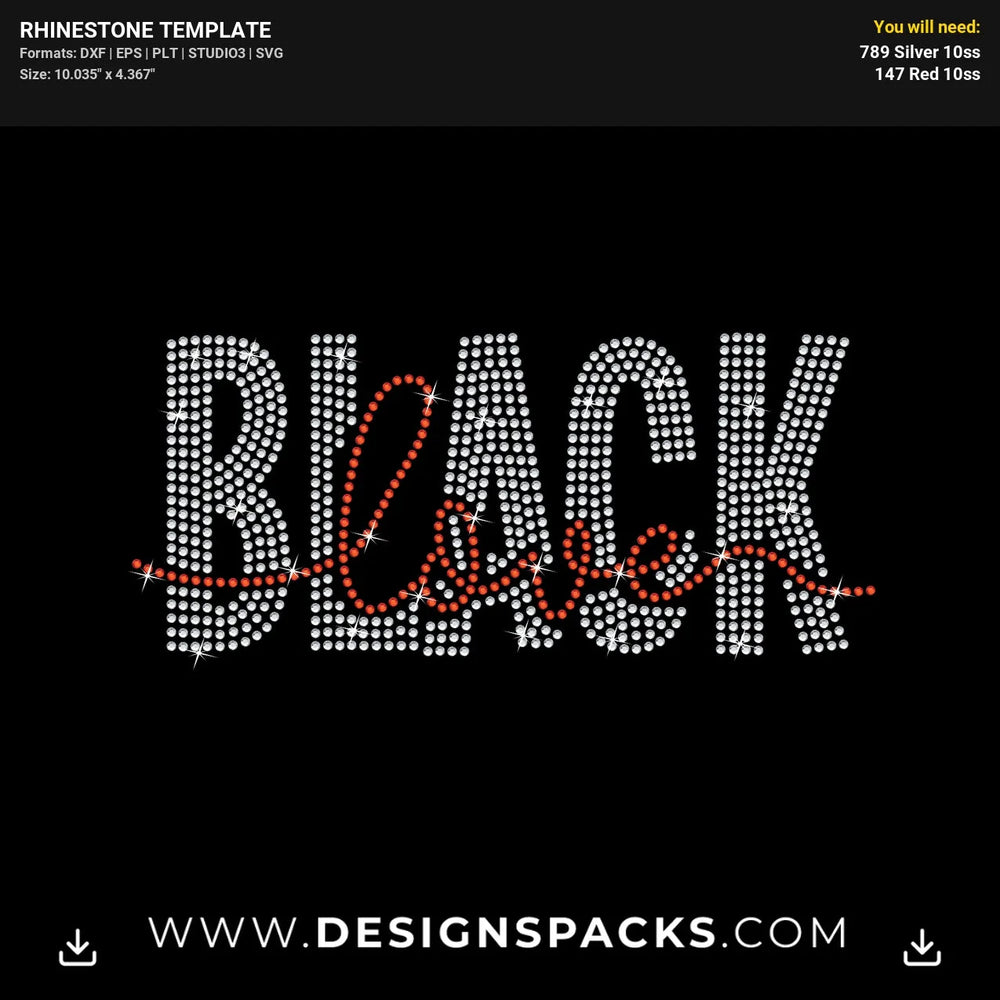 Black Love African American Couple Pride Rhinestone Digital Template