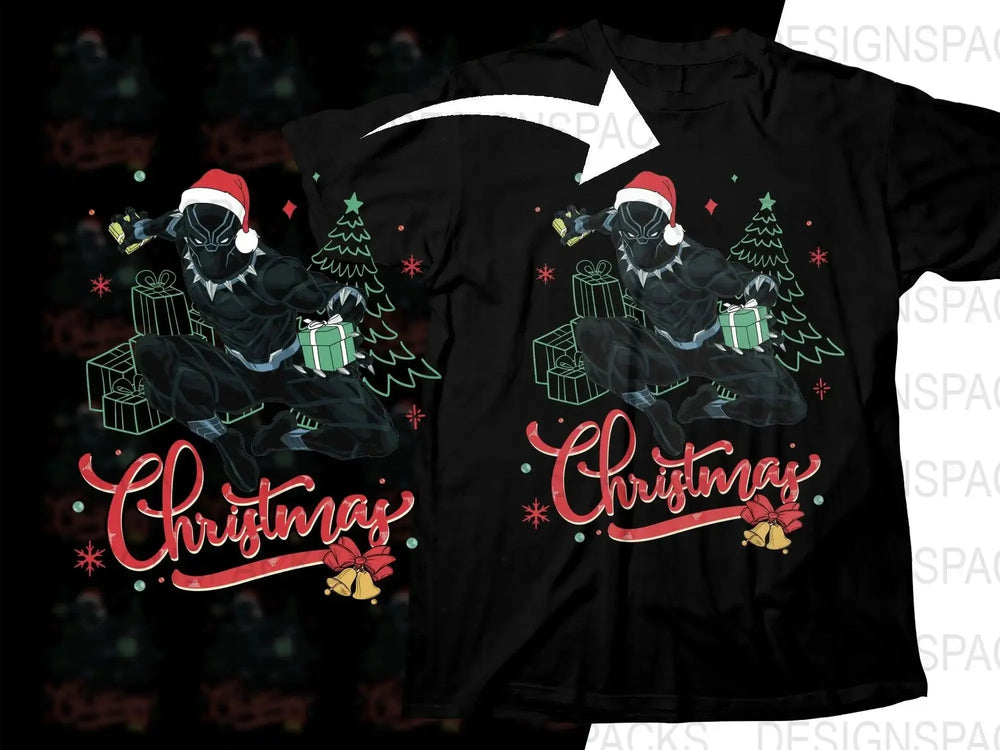 Black Panther Santa Hat Christmas Png Digital Download