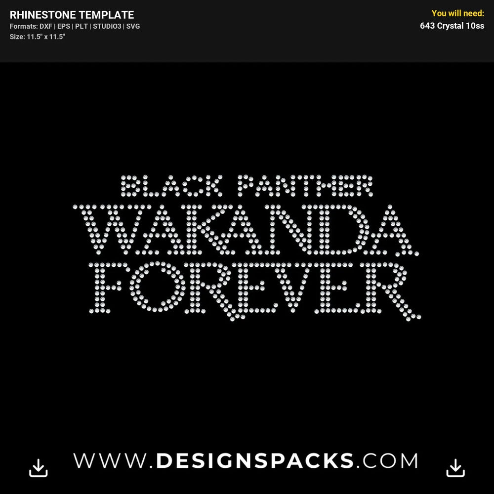Black Panther Wakanda Forever Rhinestone Digital Template