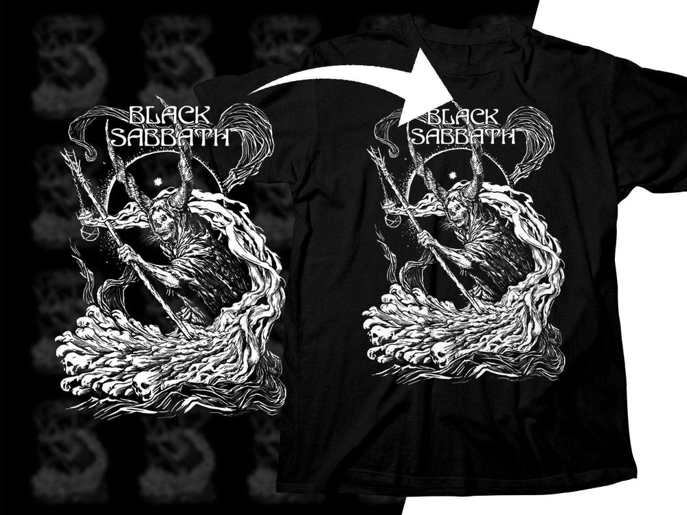 Black Sabbath Rock Art Distressed Design Png Halftone Digital Download