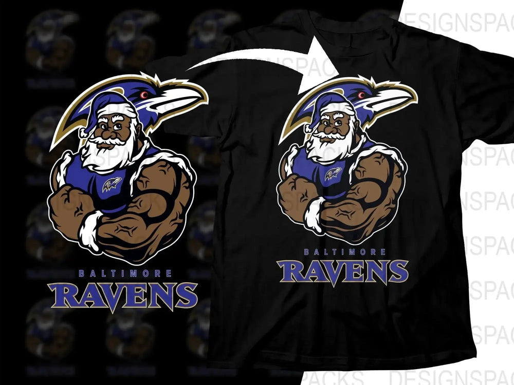Black Santa Christmas Football Baltimore Ravens Png Digital Download