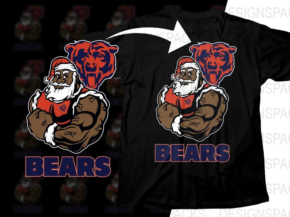 Black Santa Christmas Football Bears Png Digital Download