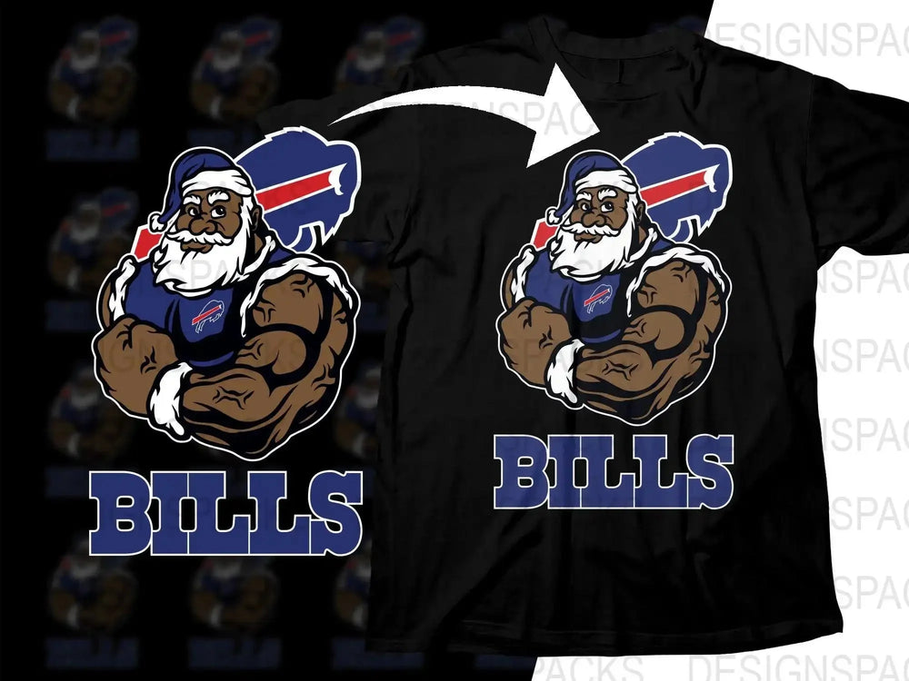 Black Santa Christmas Football Bills Png Digital Download