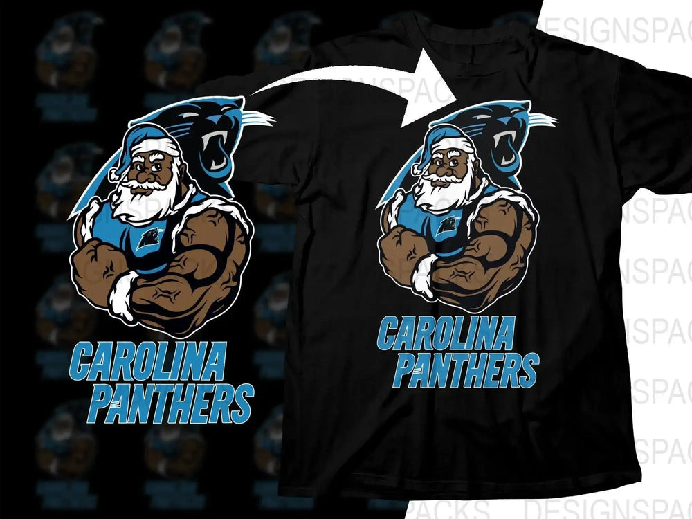 Black Santa Christmas Football Carolina Panthers Png Digital Download