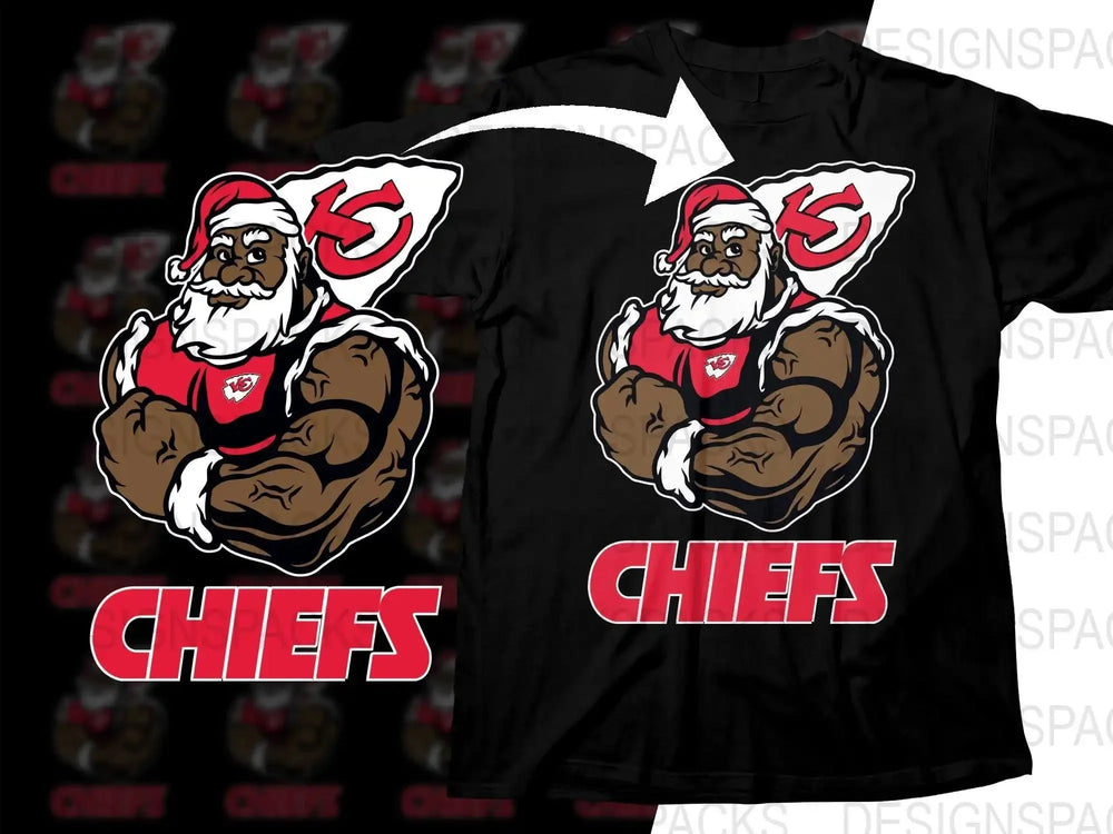 Black Santa Christmas Football Chiefs Png Digital Download