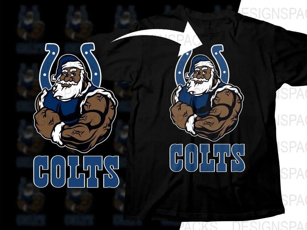 Black Santa Christmas Football COLTS Png Digital Download