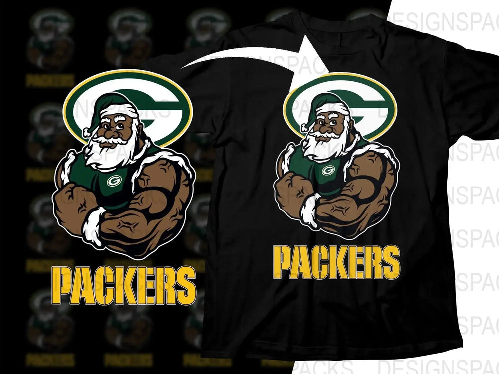 Black Santa Christmas Football Packers Png Digital Download