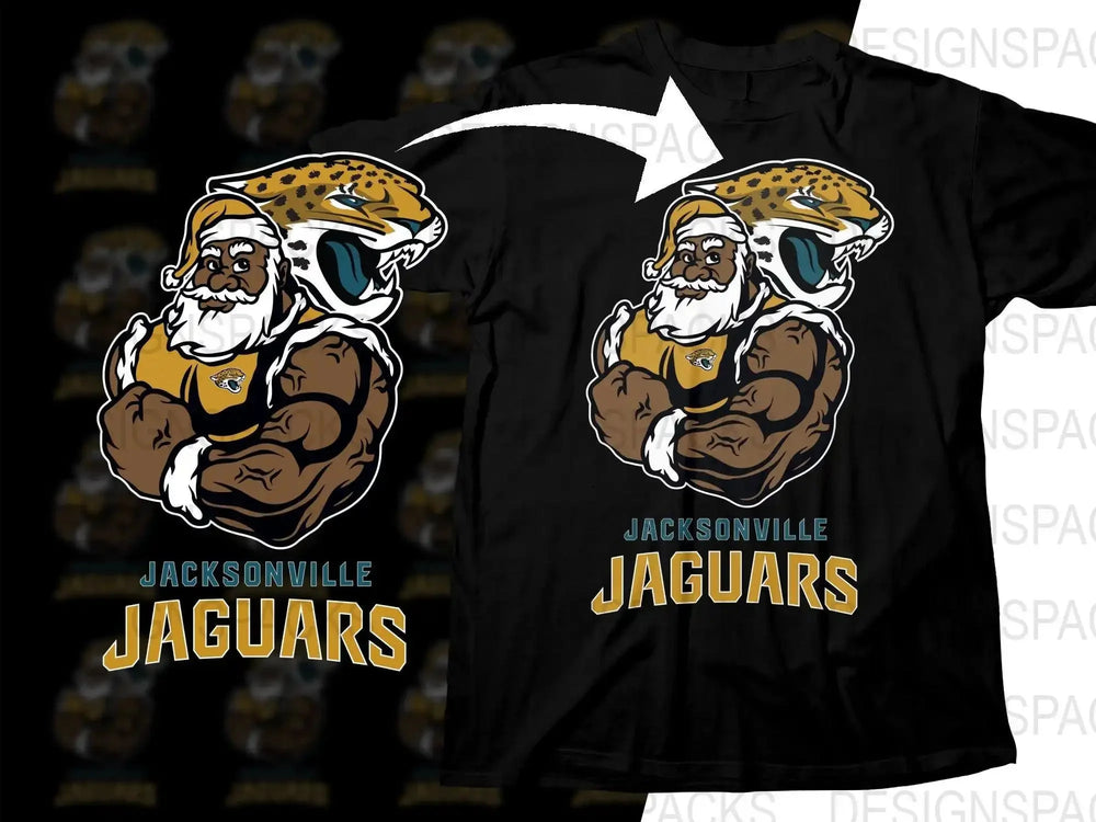 Black Santa Christmas Jacksonville Jaguars Png Digital Download