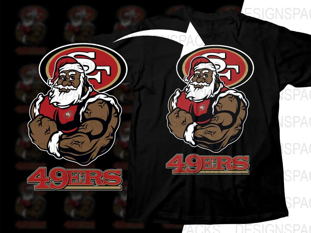 Black Santa Football 49ers Holiday Fan Png Digital Download