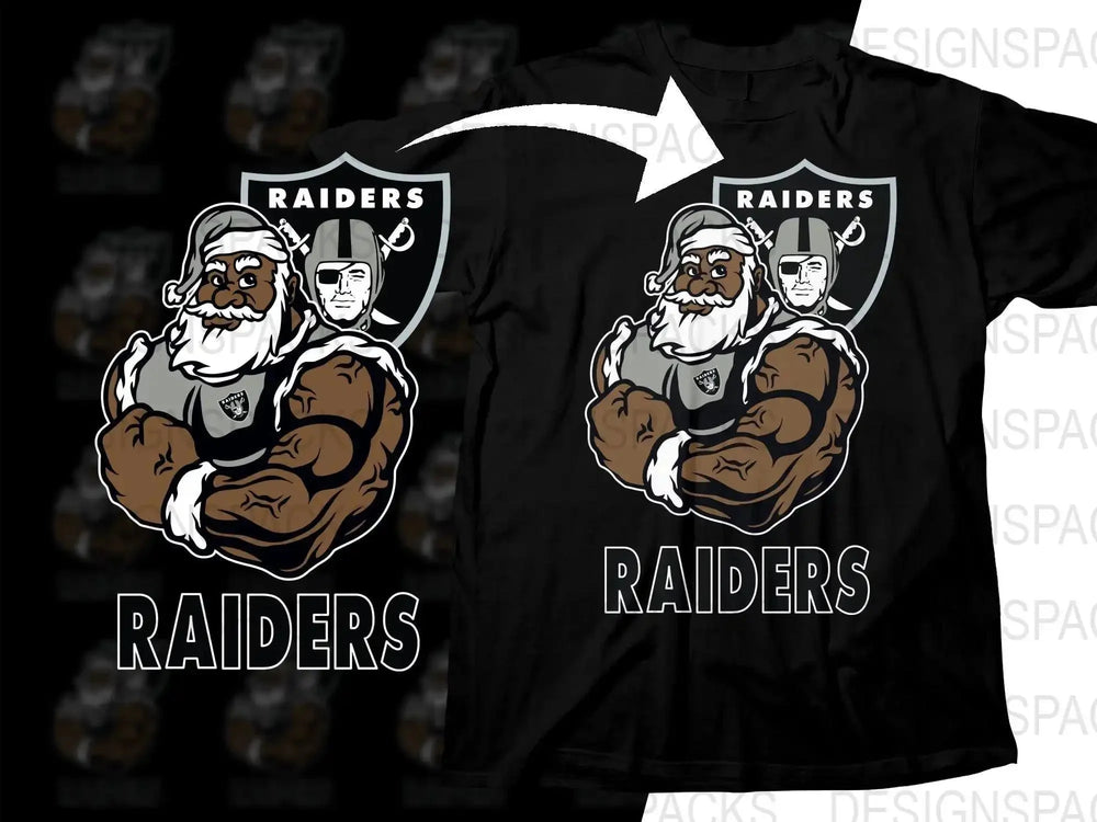 Black Santa Raiders Christmas Football Png Digital Download