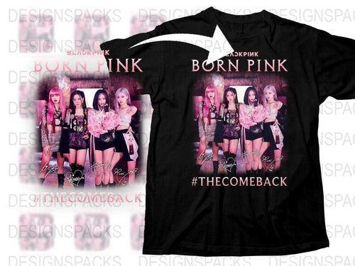 Born Pink The Comeback Band Graphic T-Shirt for Fans, Black Cotton Unisex Fit
