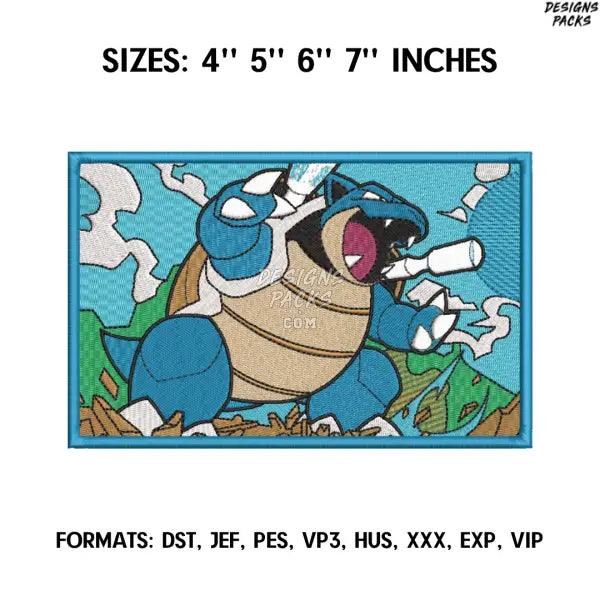 Blastoise Embroidery Design File, Pokemon Anime Embroidery Design, Machine Enbroidery Anime Pes Design Brother