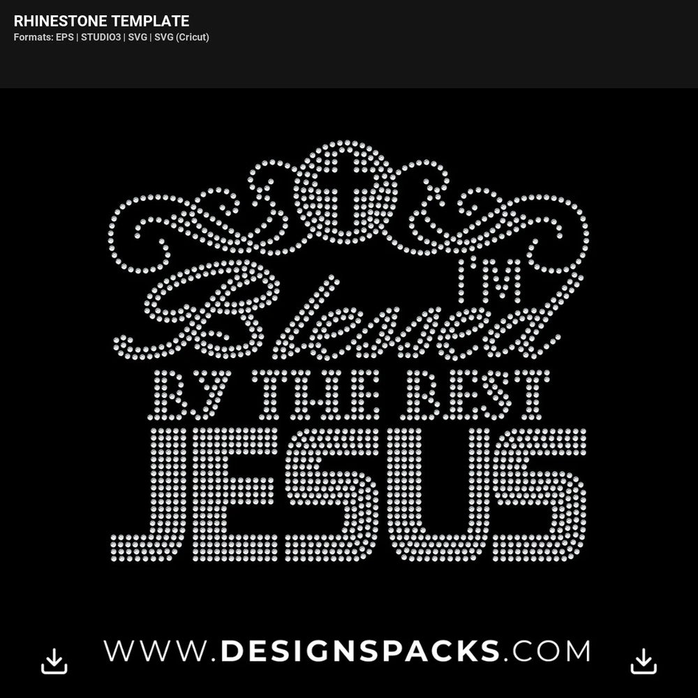 Blessed By Jesus Rhinestone Digital Template