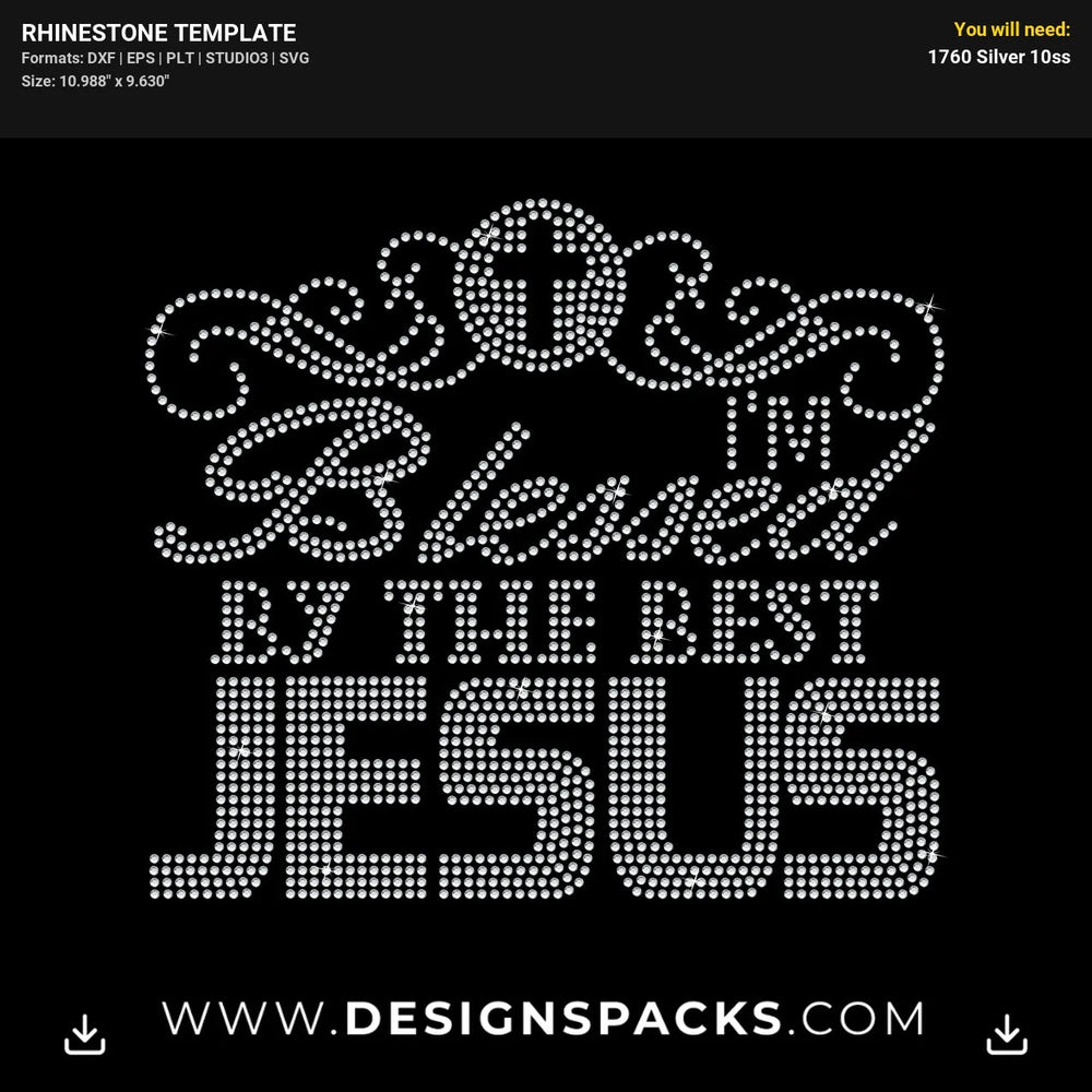 Blessed By Jesus Updated Rhinestone Digital Template