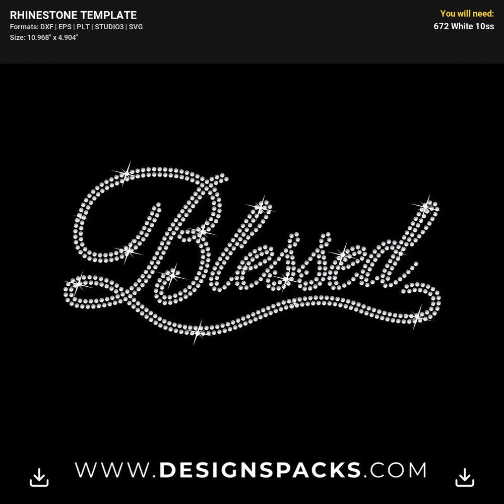 Blessed Christian Rhinestone Digital Template