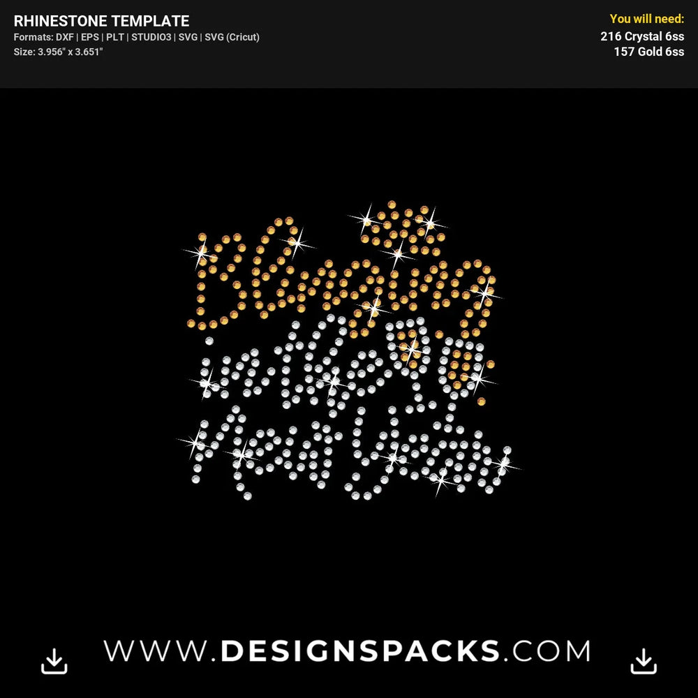 Blinging New Year Rhinestone Digital Template
