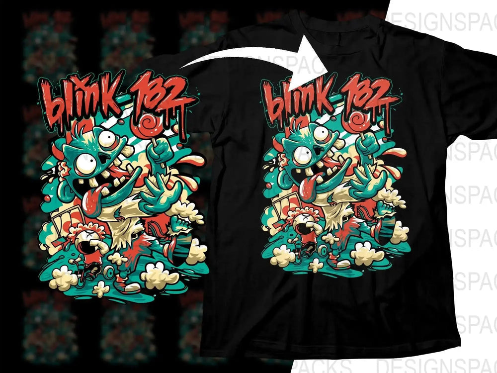 Blink-182 Colorful Cartoon Monster Rock Band Artwork Png Design Digital Download