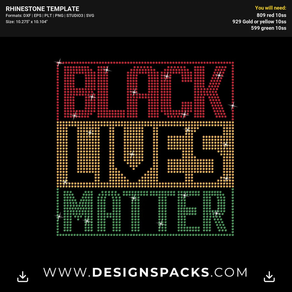 Blm 3Colors Updated Rhinestone Digital Template