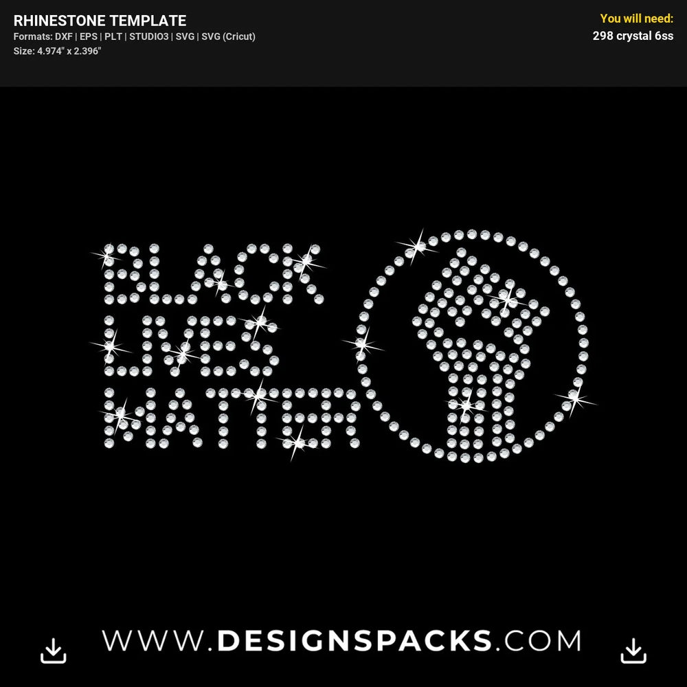 BLM Justice Support Face Mask Design Rhinestone Digital Template