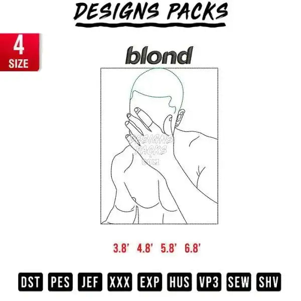 Blond Line Art Embroidery Design 