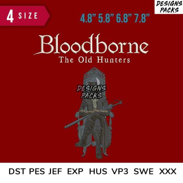 Bloodborne The Old Hunters embroidery design in 4 sizes, compatible with DST PES JEF formats