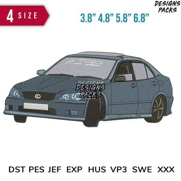Blue car tro Embroidery Design  3.8" 4.8" 5.8" 6.8"