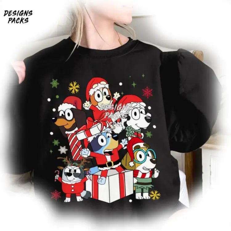 Blue Dog Christmas Holiday Sublimation Png Design