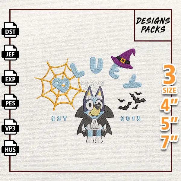 Blue Dog EST 2018 Halloween Embroidery Design