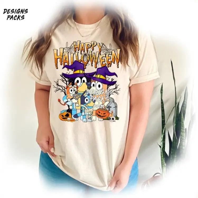 Blue Dog Halloween Friends Bluey Family Png Design
