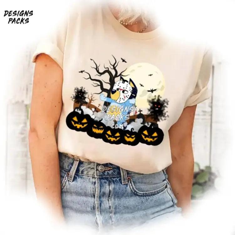 Blue Dog Halloween Friends Bluey Horror Png Design
