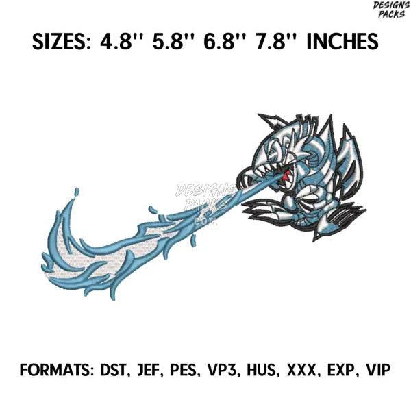 Blue Eyes White Dragon Embroidery Design File, YuGiOh Yu-Gi-Oh Anime Embroidery Design. Obelisk Anime Pes Design Brother