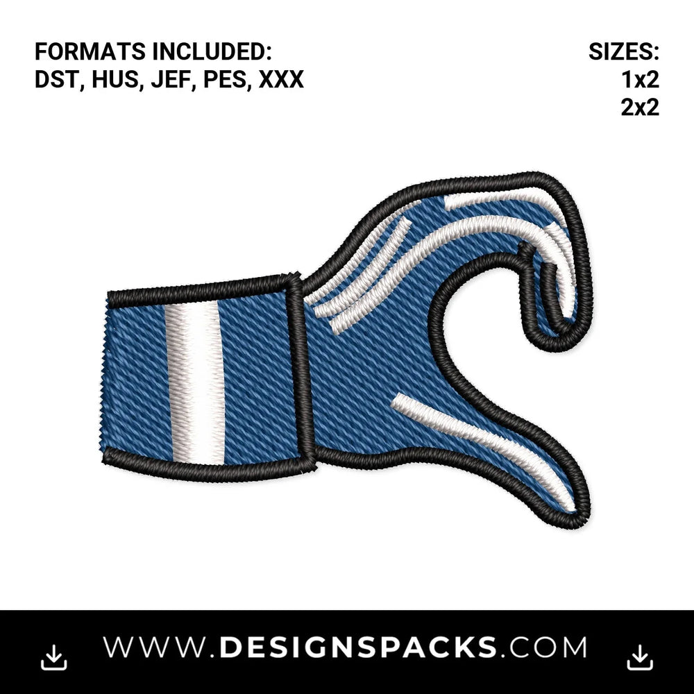 Blue Half Heart Football Glove Embroidery Design - Instant digital download pattern at Designspacks.com