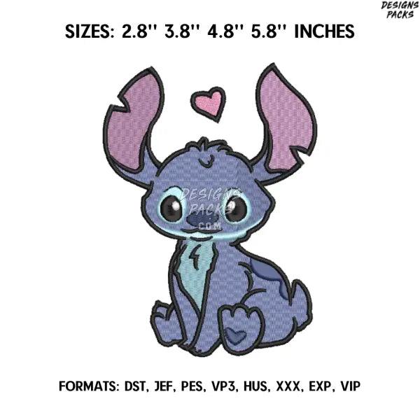 Blue Stitch Embroidery design file pes. Lilo and Stitch embroidery design. Cutie Stitch embroidery, Anime Pes Design