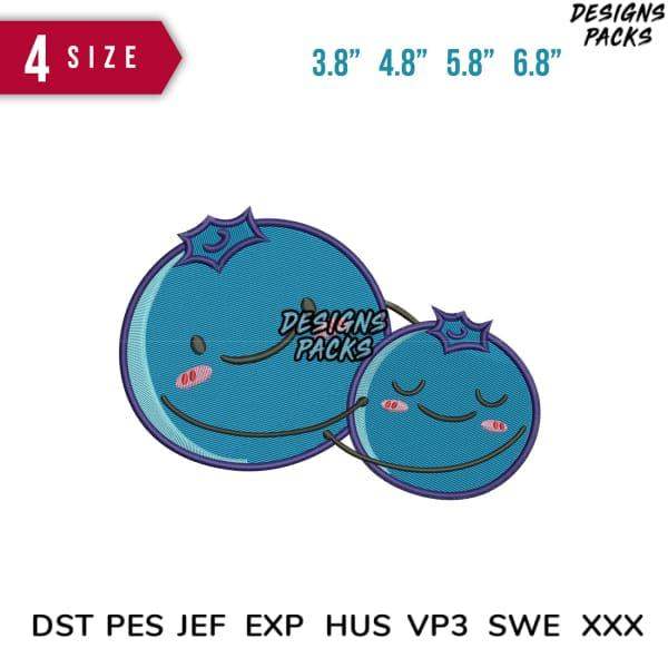 Cute blue smiley face embroidery design in 4 sizes, PES DST JEF formats, print-ready for DTG/DTF