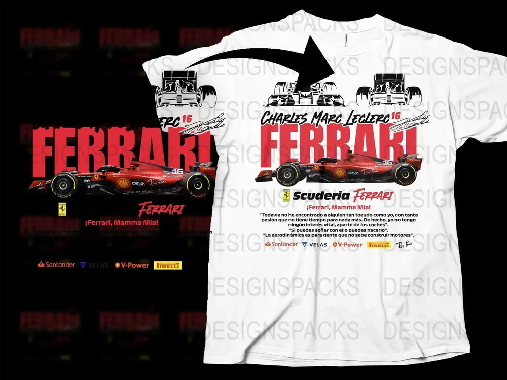 Blueprint Charles Marc Leclerc Ferrari Race Car Png Digital Download