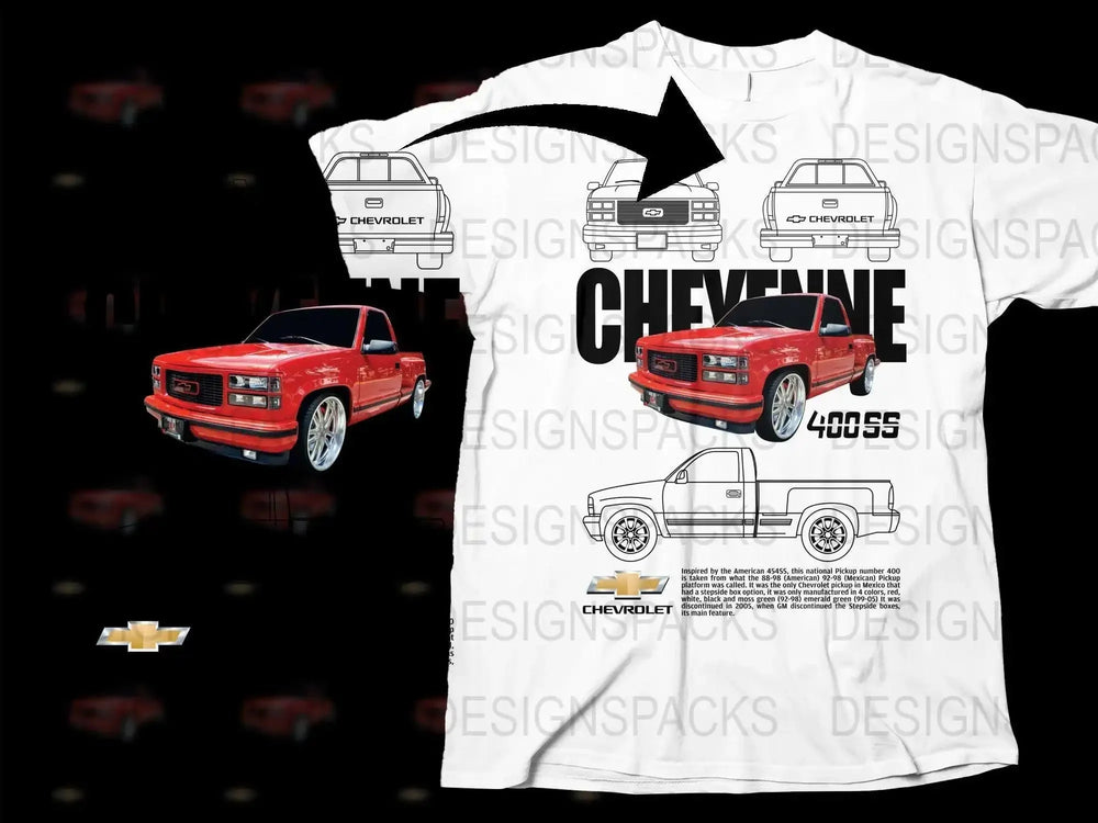 Blueprint Chevy Cheyenne 400SS Pickup Truck Png Digital Download