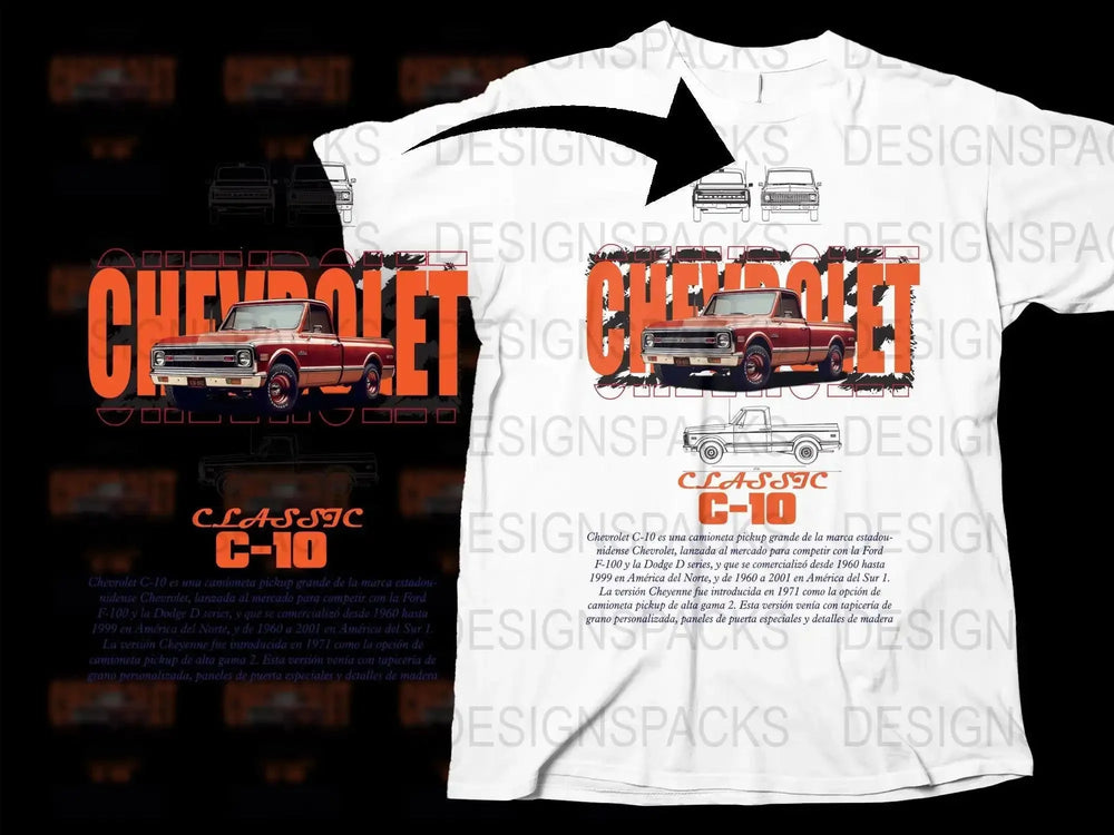 Blueprint Classic Chevrolet C-10 Pickup Png Digital Download