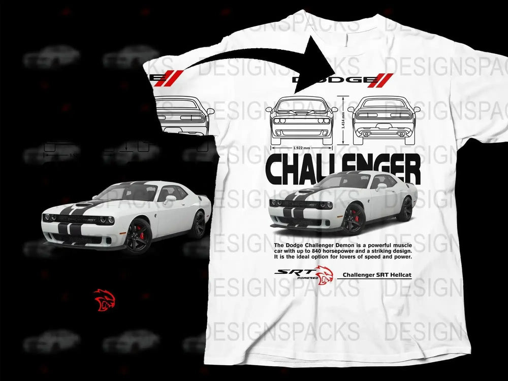 Blueprint Dodge Challenger SRT Hellcat Car Png Digital Download