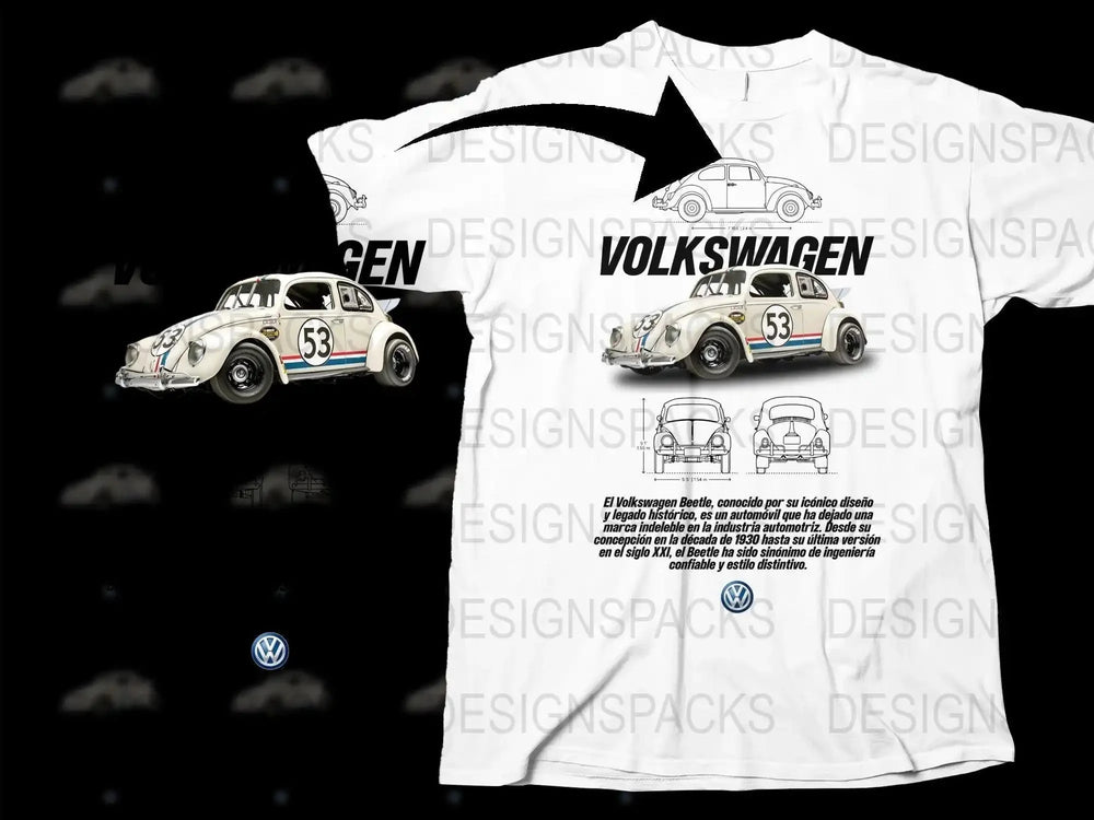Blueprint Iconic Volkswagen Beetle Vintage Racing Art Png Digital Download