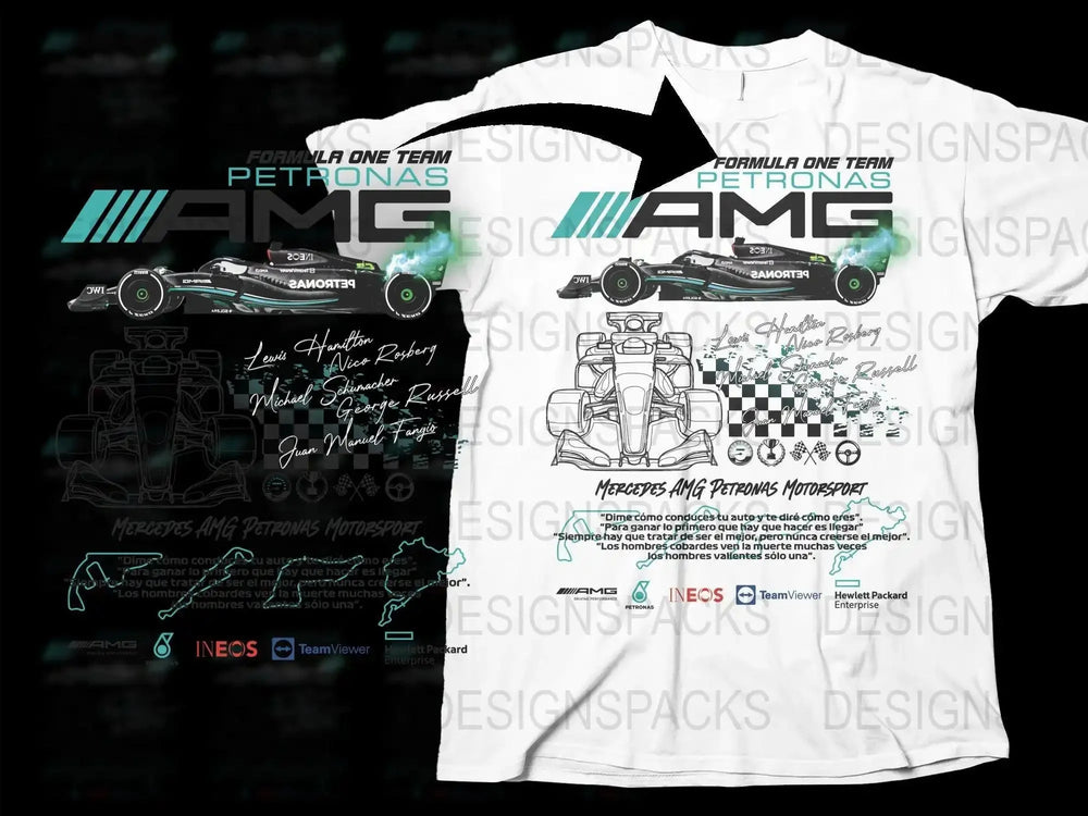 Blueprint Mercedes AMG Petronas Team Formula One Motorsport Png Digital Download