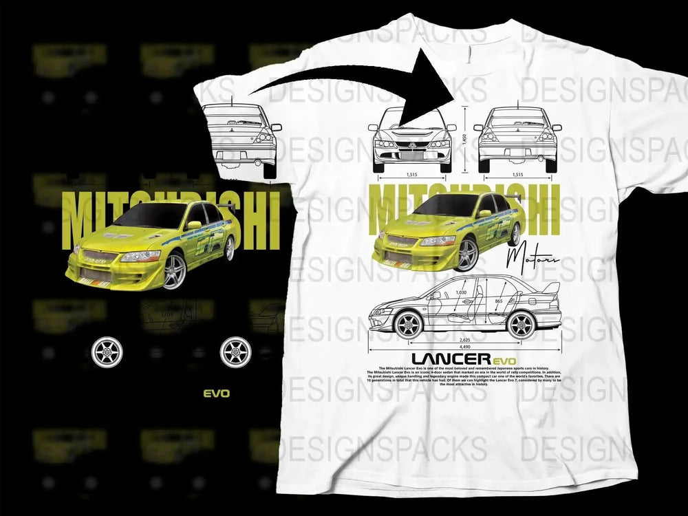 Blueprint Mitsubishi Lancer Evolution Iconic Png Digital Download