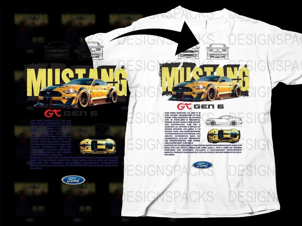 Blueprint Mustang GT Gen 6 Iconic Fast Sports Car Png Digital Download