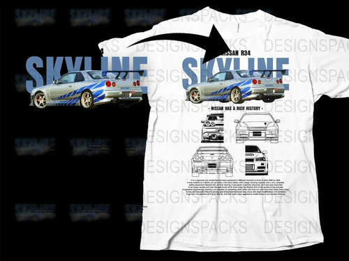 Blueprint Nissan R34 Skyline Car Png Digital Download