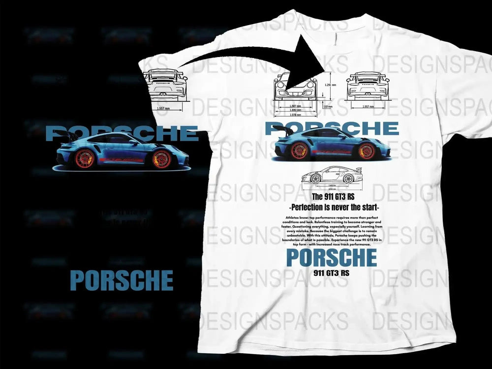 Blueprint Porsche 911 GT3 RS Top Performance Png Digital Download
