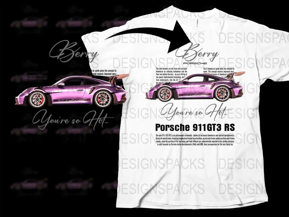 Blueprint Stylish Berry Porsche You're So Hot 911GT3 RS Png Digital Download