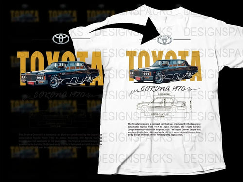 Blueprint Stylish Toyota Corona 1970 Two-Door Classic Png Digital Download